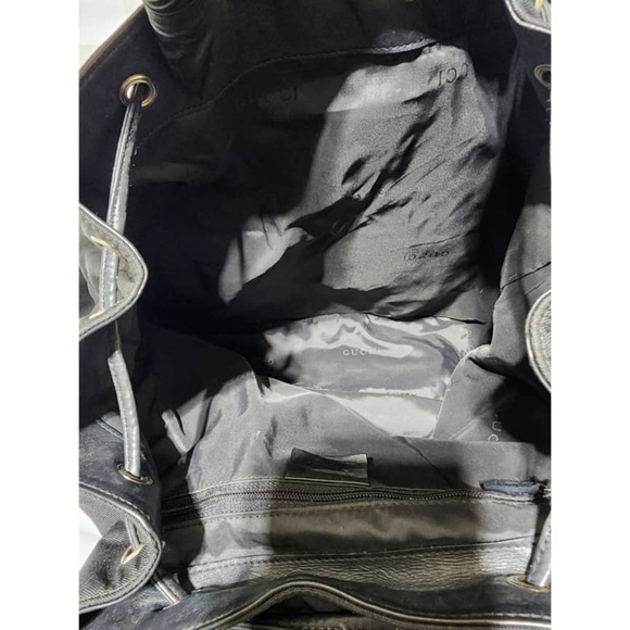 Authentic Gucci Vintage Leather-Trimmed Nylon Backpack Black - Picture 5 of 11
